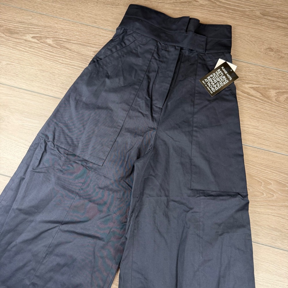 Solace London Womens Hestia Trouser Wide Leg High Rise Navy Blue 4